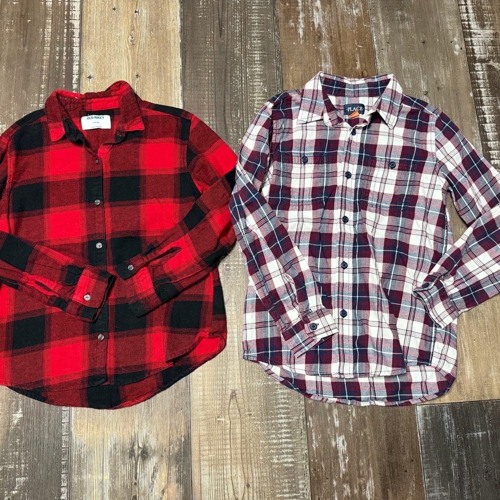 Old Navy Red & Black Plaid Flannel Shirt bundle